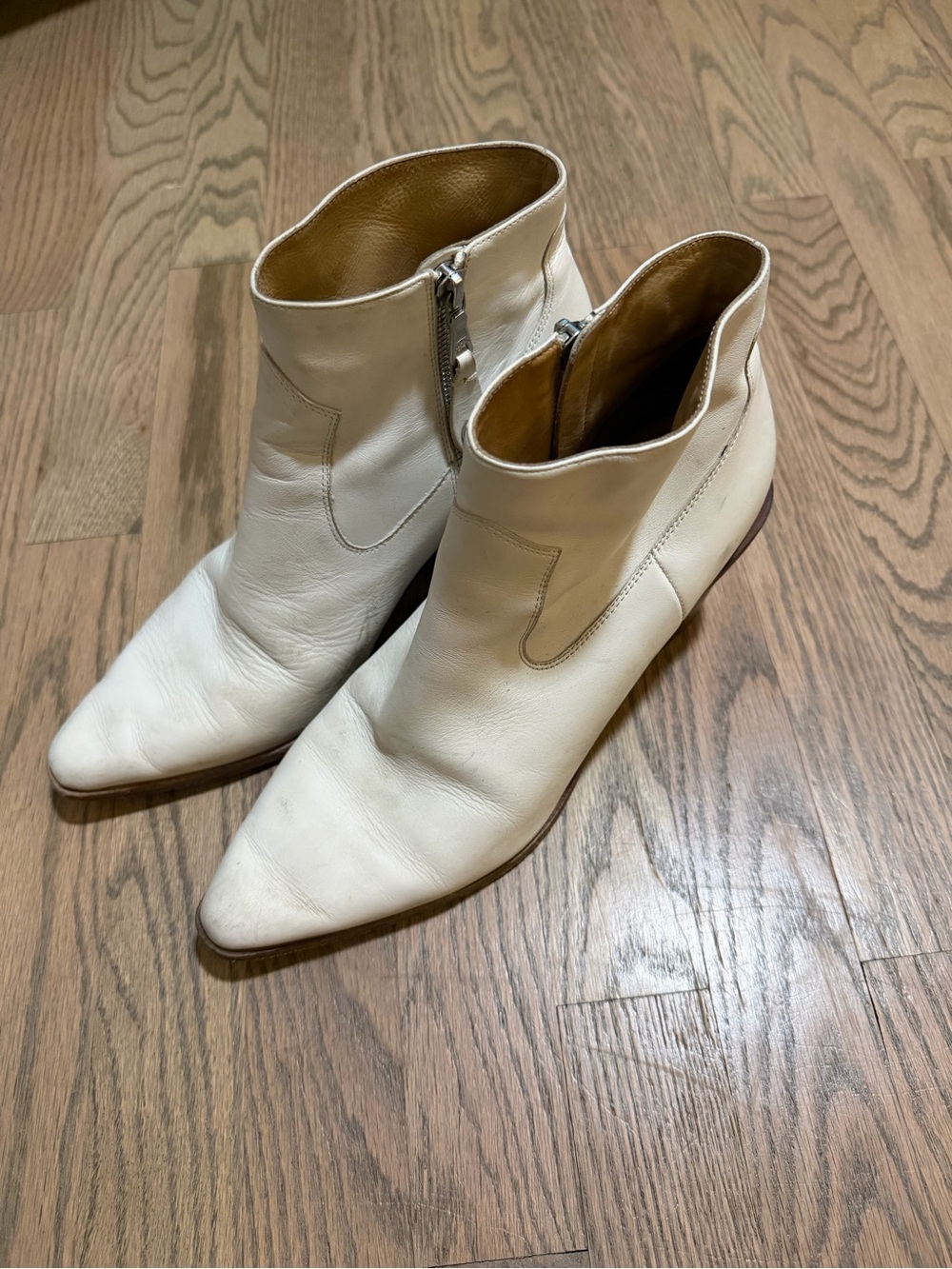 rag & bone White Leather Pointed Ankle Booties - Picture 2 of 5